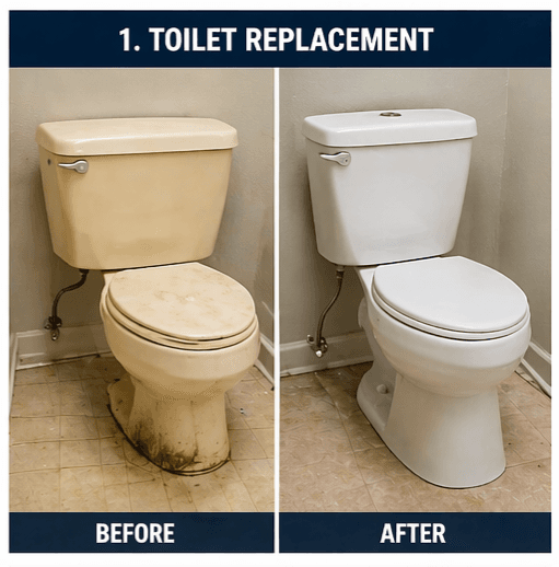 Toilet Replacement - Before and After