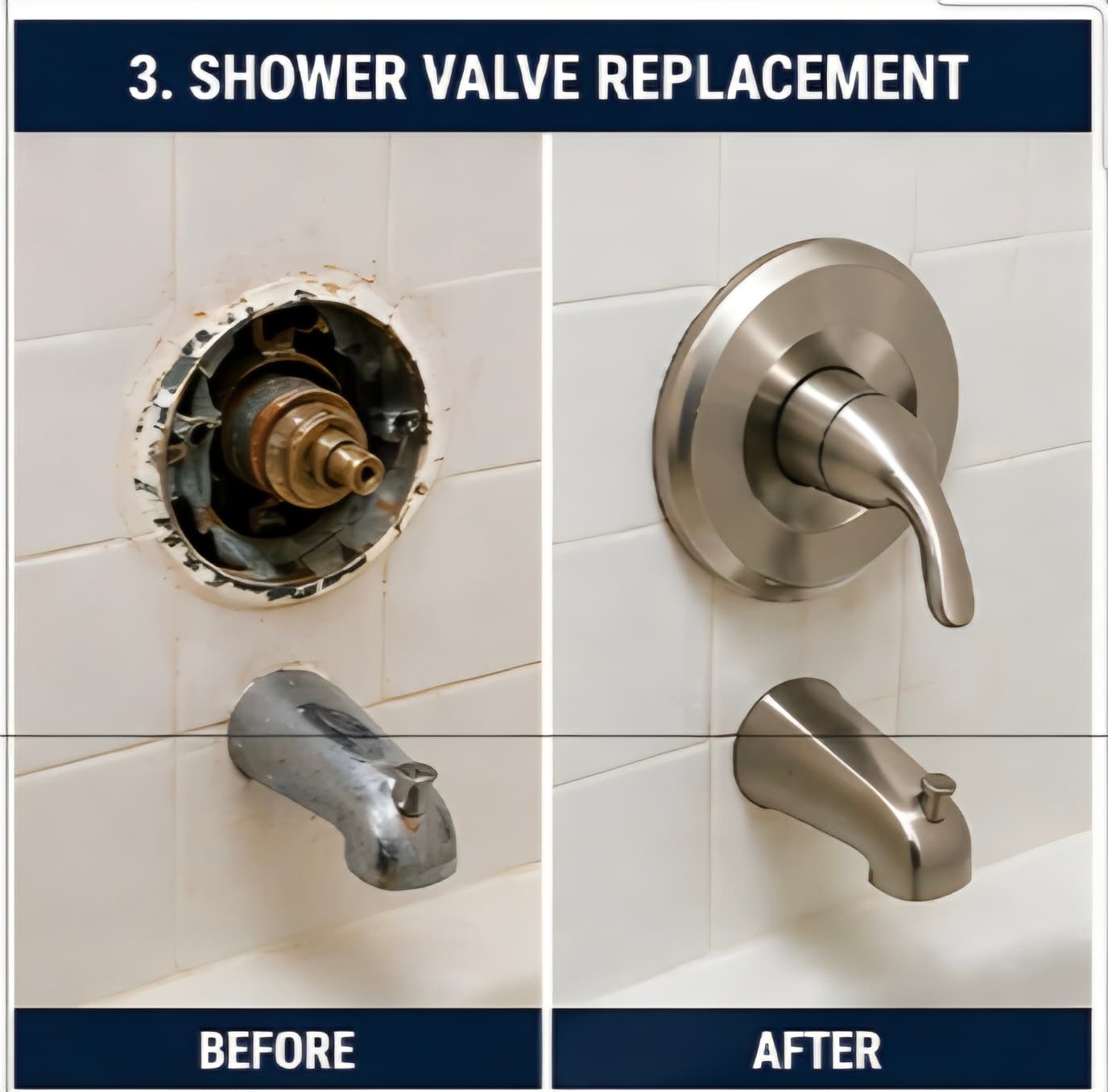 Shower Valve Replacement - Before and After