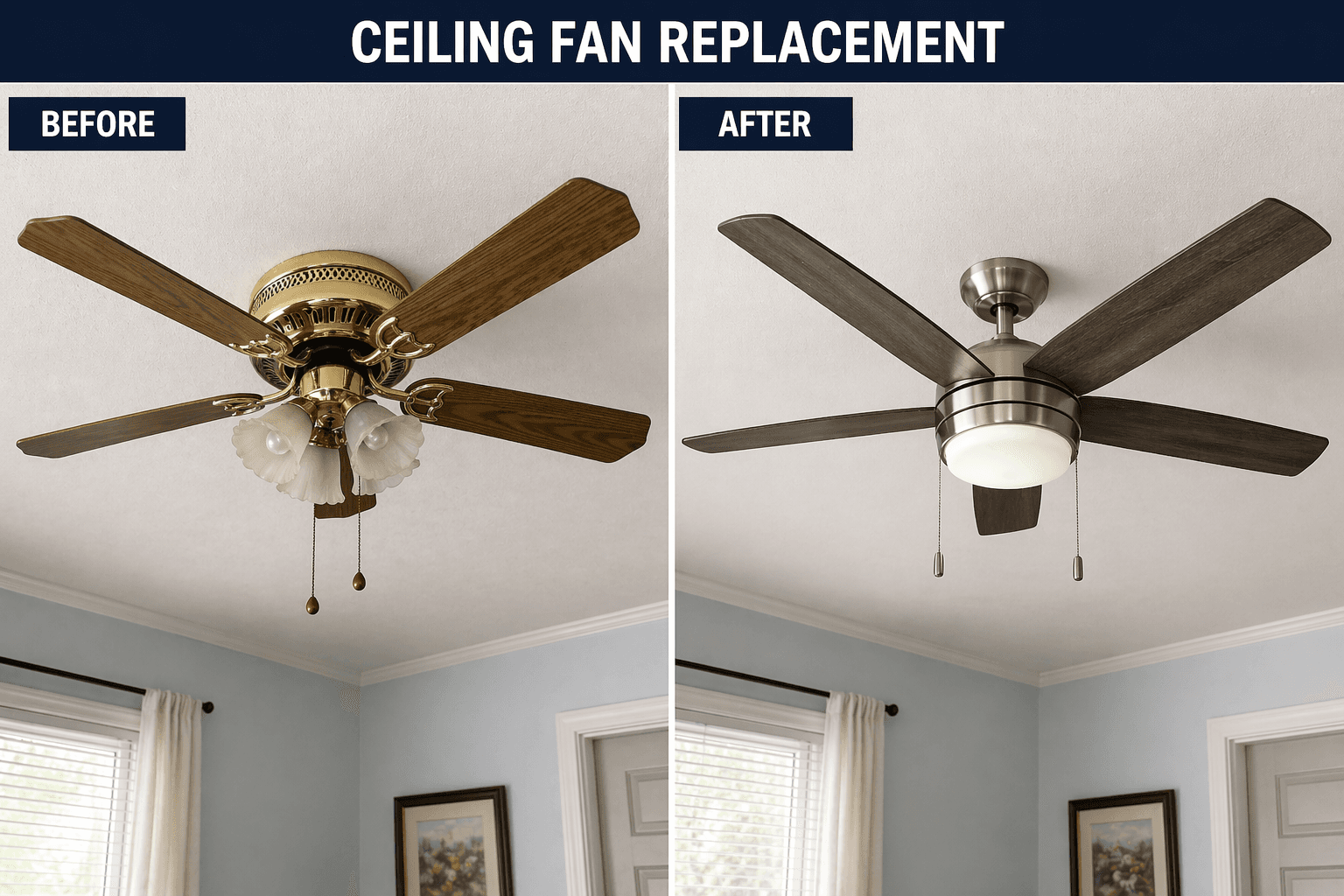 Ceiling Fan Replacement - Before and After